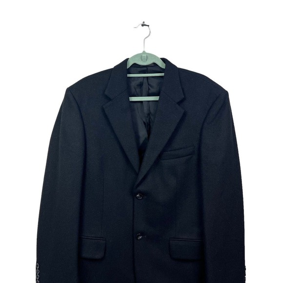 RBM Collection Wool Camel Hair Blend Sport Coat Blazer Men Lined 2 Button‎ Black - Picture 2 of 7